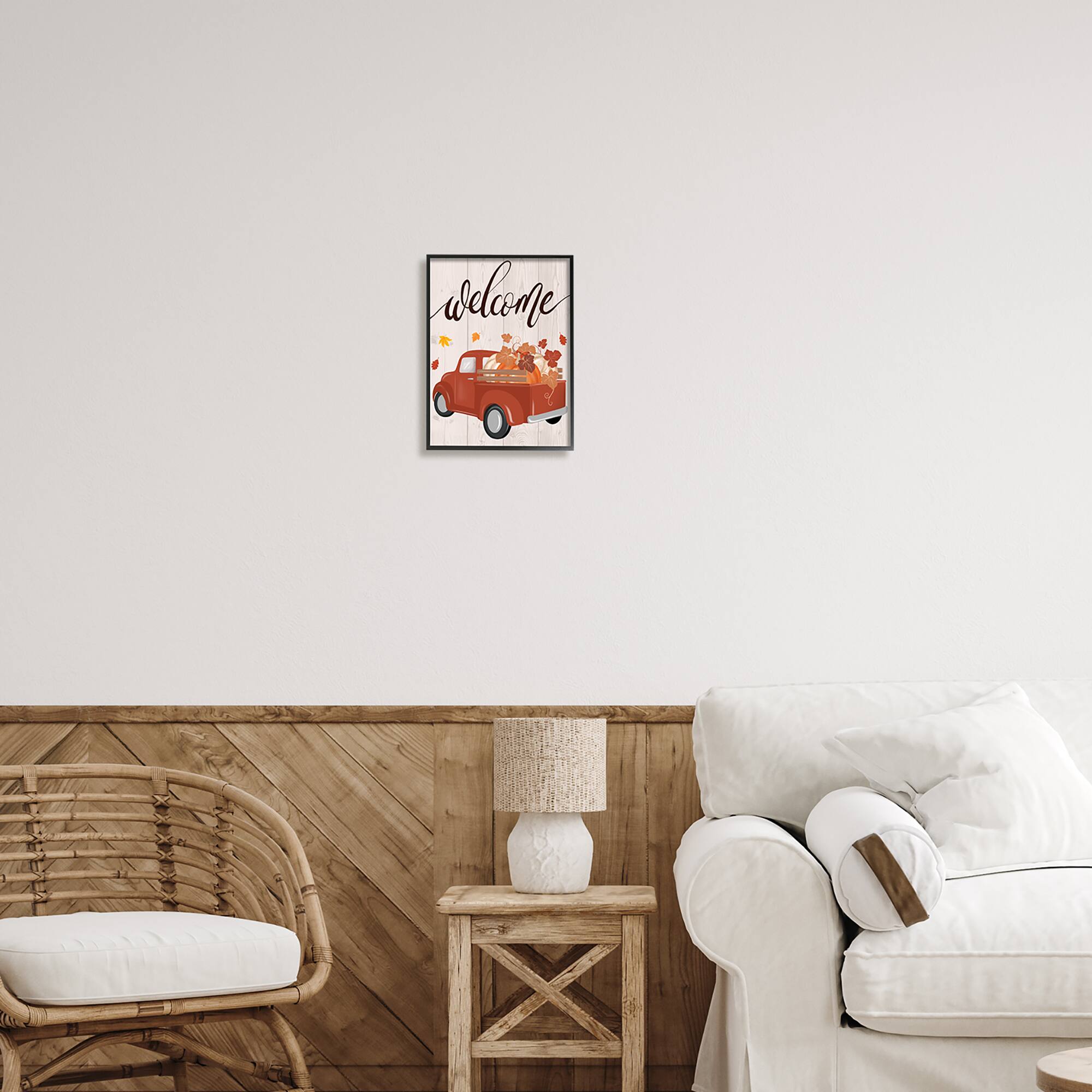 Stupell Industries Welcome Country Pumpkin Truck Framed Giclee Art